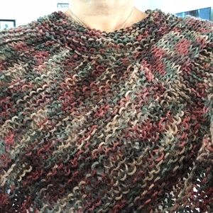 Poncho, Multicolor hand knitted, One size